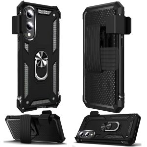 For Samsung Galaxy s25 Edge Holster Magnetic Ringstand Clip Cover Case - Black