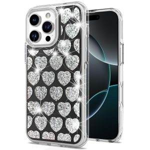 For iPhone 16 Pro Max 6.9 inch Bling Hybrid Case Cover - H