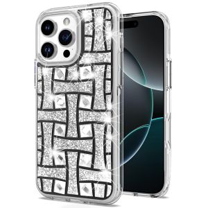 For iPhone 16 Pro Max 6.9 inch Bling Hybrid Case Cover - K