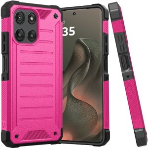 For Motorola Moto Edge 2026 Premium Tough Lined Design Hybrid Case Cover - Hot Pink