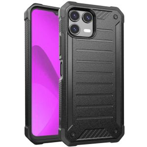 For Revvl 8 Pro Premium Tough Lined Design Hybrid Case Cover - Black