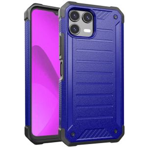 For Revvl 8 Pro Premium Tough Lined Design Hybrid Case Cover - Blue
