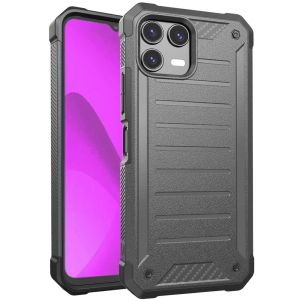 For Revvl 8 Pro Premium Tough Lined Design Hybrid Case Cover - Charcoal Grey