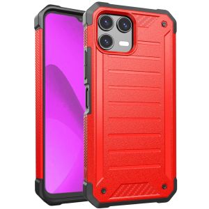 For Revvl 8 Pro Premium Tough Lined Design Hybrid Case Cover - Red