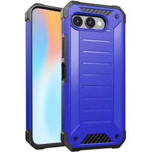 For Revvl 8 Premium Tough Lined Design Hybrid Case Cover - Blue
