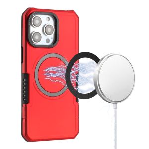 For iPhone 12 & iPhone 12 Pro Grip [Magneti Circle] Metal Shockproof Hybrid - Red