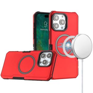 For iPhone 16 Pro 6.3 inch Grip [Magneti Circle] Metal Shockproof Hybrid - Red