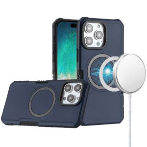 For iPhone 16 Pro Max 6.9 inch Grip [Magneti Circle] Metal Shockproof Hybrid - Dark Blue