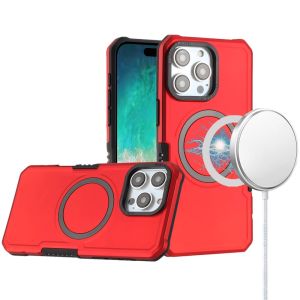 For iPhone 16 Pro Max 6.9 inch Grip [Magneti Circle] Metal Shockproof Hybrid - Red