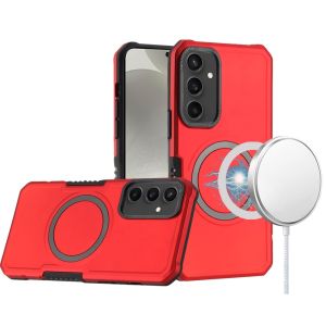 For Samsung s25 Plus/s24 Plus Grip [Magneti Circle] Metal Shockproof Hybrid - Red