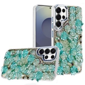 For Samsung s26 Ultra Muti-Color Floral Bling Stones Ornaments Case - Blue