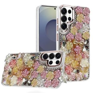 For Samsung s26 Ultra Muti-Color Floral Bling Stones Ornaments Case - Orange