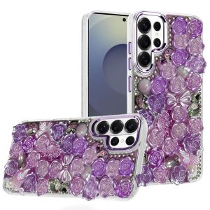 For Samsung s26 Ultra Muti-Color Floral Bling Stones Ornaments Case - Purple