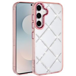 For Samsung s26 Gem Glitter Diamond Transparent Hard Colorful TPU Hybrid Case - Rose Gold