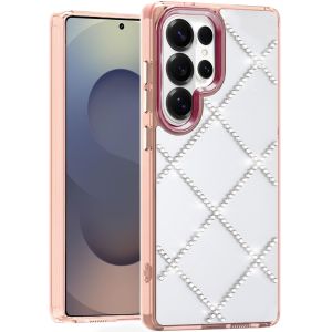 For Samsung s26 Ultra Gem Glitter Diamond Transparent Hard Colorful TPU Hybrid Case - Rose Gold