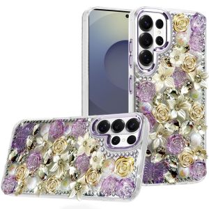 For Samsung s26 Ultra Muti-Color Rose Bling Stones Ornaments Case - Purple