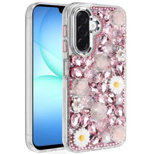 For Samsung A17 5G Spectacular Full Bling Stones Glitter HQ Hybrid Floral Series - Pink