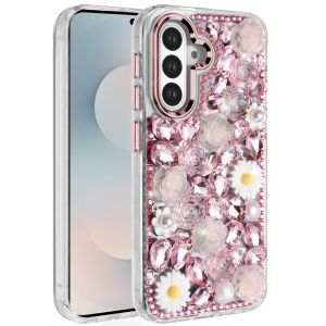 For Samsung s26 Spectacular Full Bling Stones Glitter HQ Hybrid Floral Series - Pink