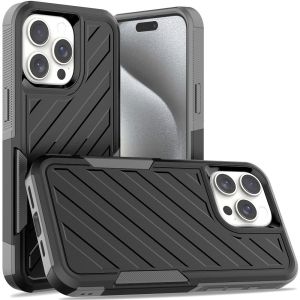 For iP15 Pro Max Noble lined shockproof dual layer hybrid - Black/Grey
