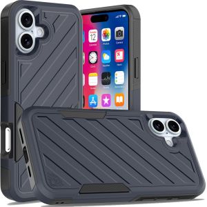 For iPhone 16 6.1 inch Noble lined shockproof dual layer hybrid - Blue/Black