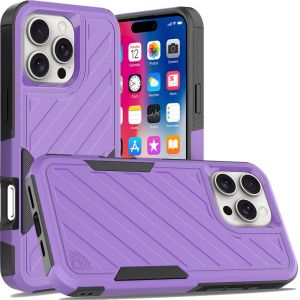 For iPhone 16 Pro 6.3 inch Noble lined shockproof dual layer hybrid - Dark Purple/Black