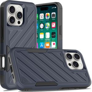 For iPhone 16 Pro Max 6.9 inch Noble lined shockproof dual layer hybrid - Blue/Black