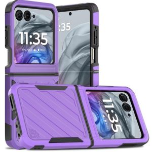 For Motorola Razr 2025 2024 Noble lined shockproof dual layer hybrid - Dark Purple/Black