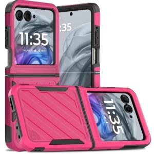 For Motorola Razr 2025 2024 Noble lined shockproof dual layer hybrid - Hot Pink/Black