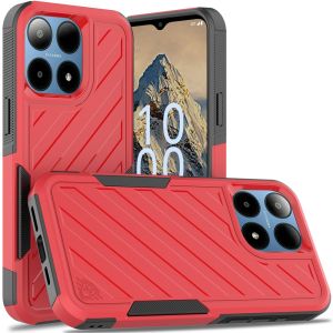 For Boost Summit 5G Noble lined shockproof dual layer hybrid - Red/Black