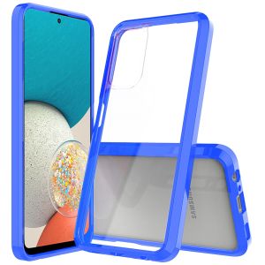 For Samsung A53 5G Clear Transparent Hybrid Case Cover - Clear PC + Blue TPU