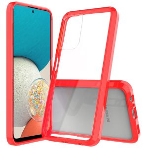 For Samsung A53 5G Clear Transparent Hybrid Case Cover - Clear PC + Red TPU