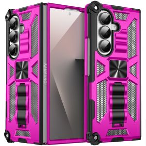 For Samsung Galaxy Z Fold 7 Machine Design Hybrid with Kickstand - Hot Pink