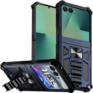 For Samsung Galaxy Z Flip 7 Machine Design Hybrid with Kickstand - Dark Blue