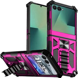 For Samsung Galaxy Z Flip 7 Machine Design Hybrid with Kickstand - Hot Pink