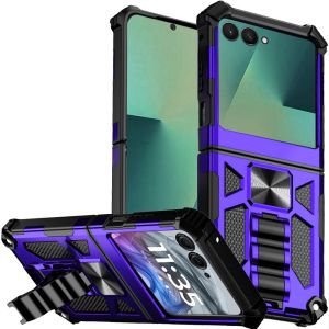 For Samsung Galaxy Z Flip 7 Machine Design Hybrid with Kickstand - Purple