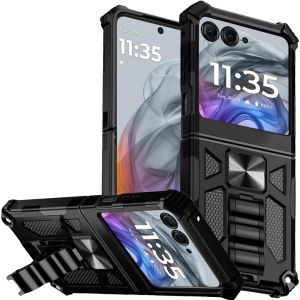 For Motorola Razr 2025 2024 Machine Design Hybrid with Kickstand - Black