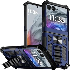 For Motorola Razr 2025 2024 Machine Design Hybrid with Kickstand - Dark Blue
