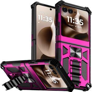 For Motorola Razr+ Plus 2024 Machine Design Hybrid with Kickstand - Hot Pink