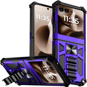 For Motorola Razr+ Plus 2024 Machine Design Hybrid with Kickstand - Purple