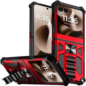 For Motorola Razr+ Plus 2024 Machine Design Hybrid with Kickstand - Red