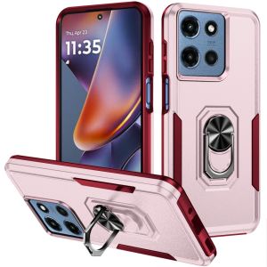 For Motorola Moto G 5G 2025 Tough Hybrid With Ring Stand Case - Pink