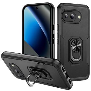 For Google Pixel 10a Tough Hybrid With Ring Stand Case - Black