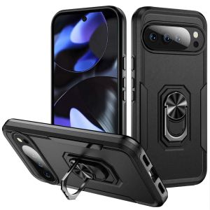 For Google Pixel 10/10 Pro Tough Hybrid With Ring Stand Case - Black