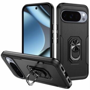 For Google Pixel 11 Pro XL Tough Hybrid With Ring Stand Case - Black