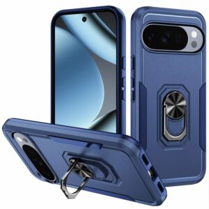 For Google Pixel 11 Pro XL Tough Hybrid With Ring Stand Case - Dark Blue