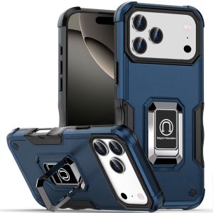 For iPhone 17 Pro Max OPTIMUM Magnetic Ring Stand Hybrid Case Cover - Blue