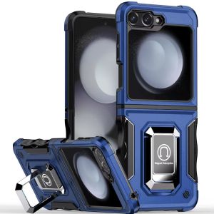For Samsung Z Flip 6 OPTIMUM Magnetic Ring Stand Hybrid Case Cover - Blue