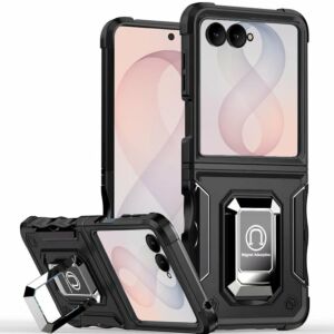 For Samsung Z Flip 8 OPTIMUM Magnetic Ring Stand Hybrid Case Cover - Black