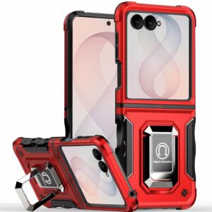 For Samsung Z Flip 8 OPTIMUM Magnetic Ring Stand Hybrid Case Cover - Red