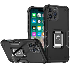 For iPhone 16 Pro Max 6.9 inch OPTIMUM Magnetic Ring Stand Hybrid Case Cover - Black